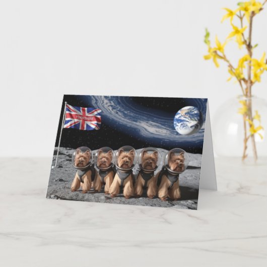 Moon Yorkies Kaart (Gele Bloem)