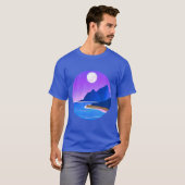 Moon, Zee van sterren en bergen in Violet en Blue T-shirt (Voorkant volledig)