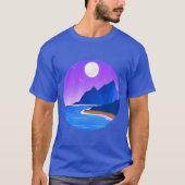Moon, Zee van sterren en bergen in Violet en Blue T-shirt (Voorkant)