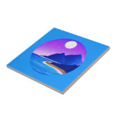 Moon, Zee van sterren en bergen in Violet en Blue Tegeltje (Zijkant)