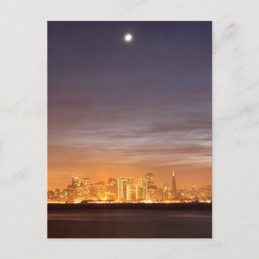 Moon zet San Francisco op hazy December Briefkaart (Voorkant)
