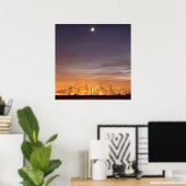 Moon zet San Francisco op hazy December Poster (Thuiskantoor)