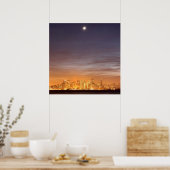 Moon zet San Francisco op hazy December Poster (Keuken)
