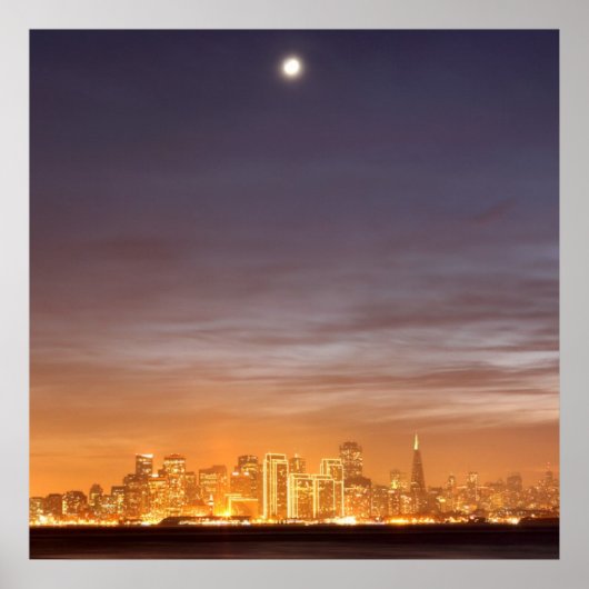 Moon zet San Francisco op hazy December Poster (Voorkant)