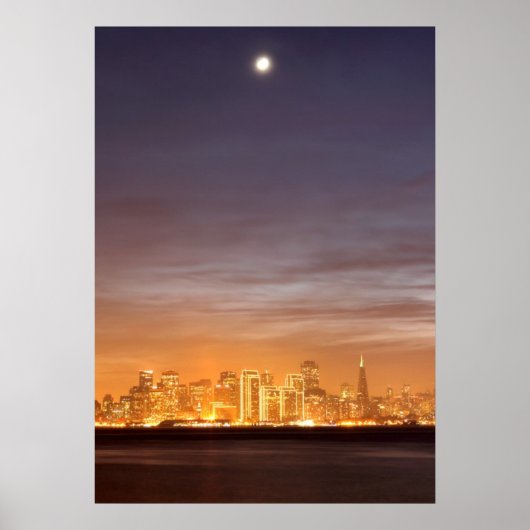 Moon zet San Francisco op hazy December Poster (Voorkant)