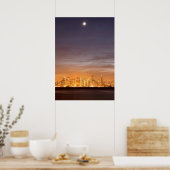 Moon zet San Francisco op hazy December Poster (Keuken)