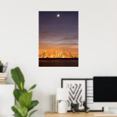 Moon zet San Francisco op hazy December Poster (Thuiskantoor)