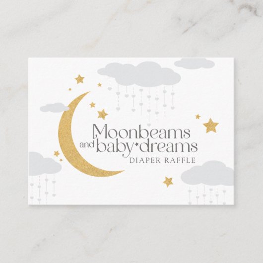 Moonbeams an baby dreams baby shower diaper raffle informatiekaartje (Voorkant)