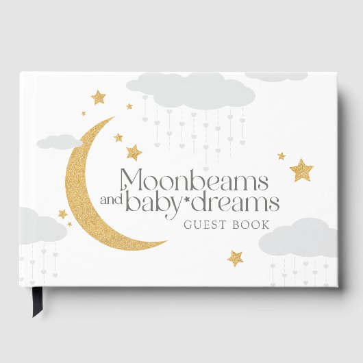 Moonbeams and baby dreams baby shower gold gray gastenboek (Voorkant)