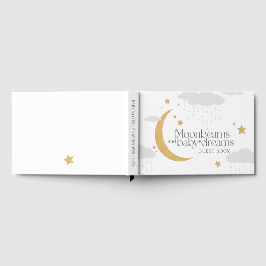 Moonbeams and baby dreams baby shower gold gray gastenboek (Volledig)