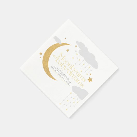 Moonbeams and baby dreams baby shower yellow servet (Hoek)