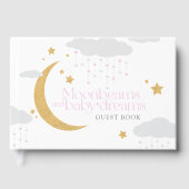 Moonbeams and baby dreams pink baby shower  gastenboek (Voorkant)