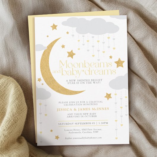 Moonbeams baby dromen boter geel baby shower kaart