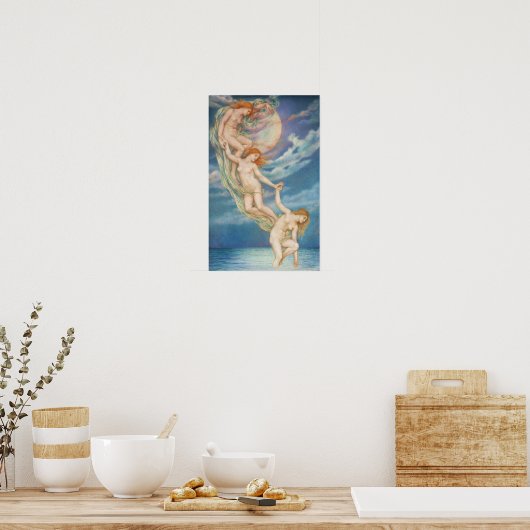 Moonbeams Dippen in het Zee | Evelyn De Morgan Poster (Keuken)