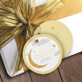 Moonbeams en baby dreams baby shower geel bedankjes labels