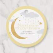 Moonbeams en baby dreams baby shower geel bedankjes labels (Voorkant)