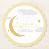 Moonbeams en baby dreams baby shower geel kartonnen onderzetters (Voorkant)