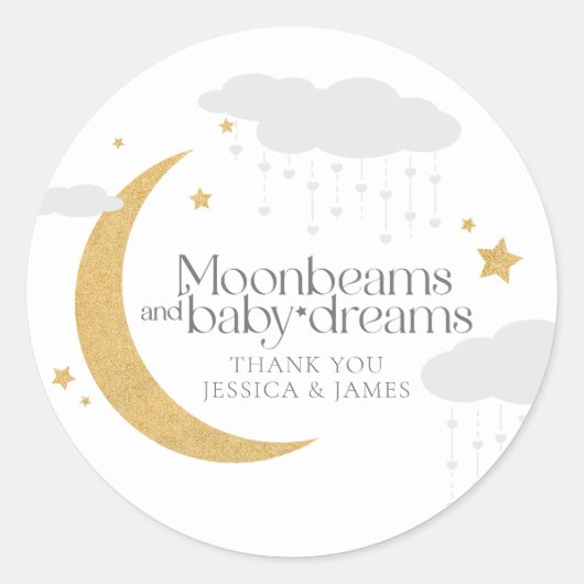 Moonbeams en baby dromen baby shower ronde sticker (Voorkant)