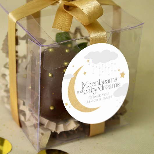 Moonbeams en baby dromen baby shower ronde sticker