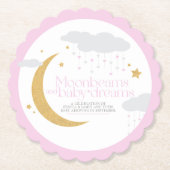 Moonbeams en baby dromen baby shower roze kartonnen onderzetters (Voorkant)