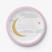 Moonbeams en baby dromen baby shower roze papieren bordje (Voorkant)