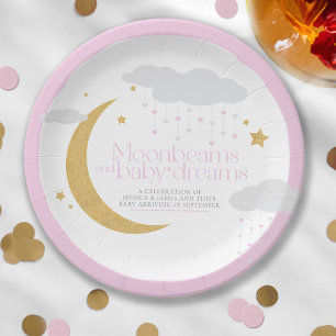 Moonbeams en baby dromen baby shower roze papieren bordje