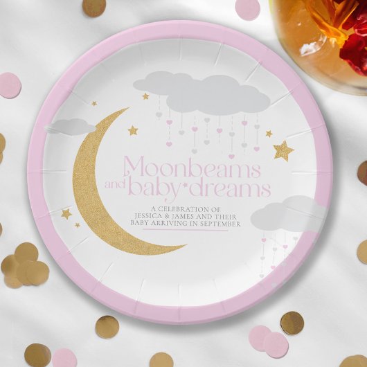 Moonbeams en baby dromen baby shower roze papieren bordje