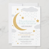 Moonbeams en baby dromen blauw baby shower kaart (Voorkant)