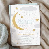 Moonbeams en baby dromen blauw baby shower kaart