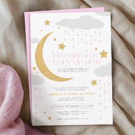 Moonbeams en baby dromen roze baby shower kaart