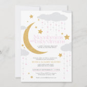 Moonbeams en baby dromen roze baby shower kaart (Voorkant)