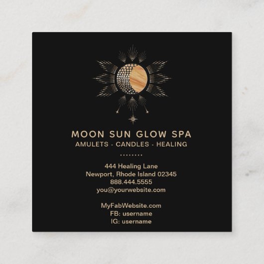 *~* MoonBeams Sun Rays Energy Glow Cosmic Vierkante Visitekaartje (Achterkant)