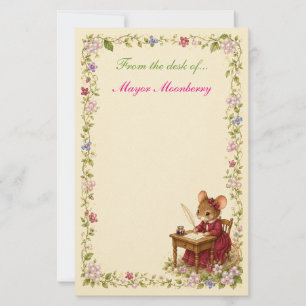 Moonberry Hollow Whimsical Bloemen Berry Rand Sta Briefpapier