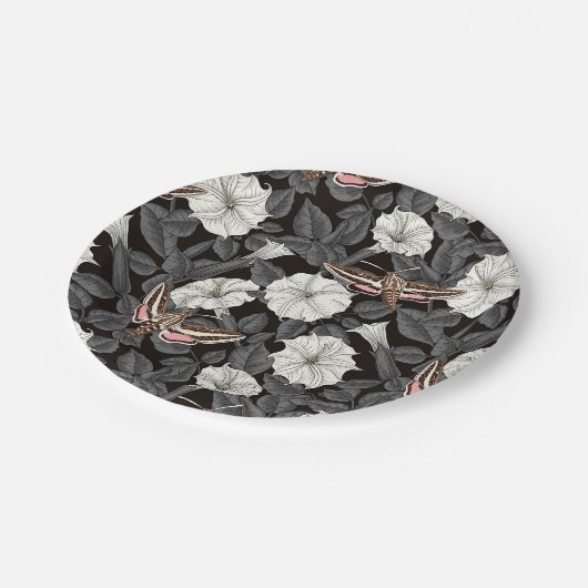 Moonbloemen en spinxmoden 2 papieren bordje (Gekanteld)