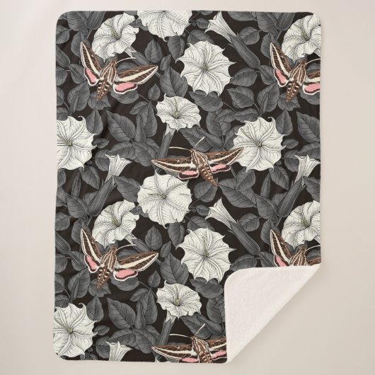 Moonbloemen en spinxmoden 2 sherpa deken (Voorkant)