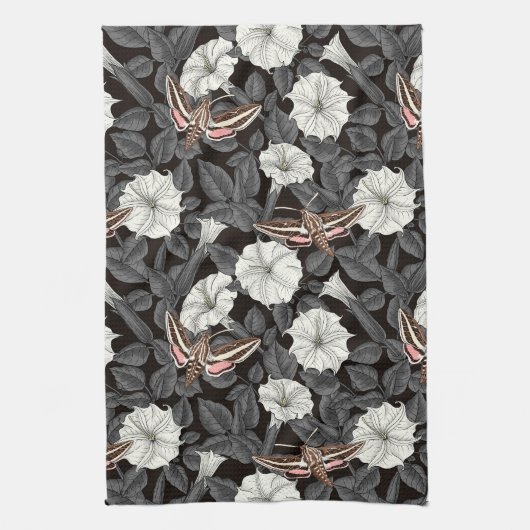 Moonbloemen en spinxmoden 2 theedoek (Verticaal)