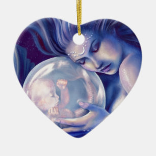 Moonborn - Zeemeermin en Baby Keramisch Ornament