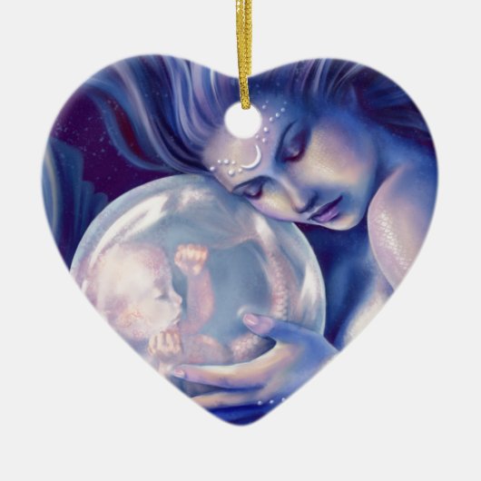 Moonborn - Zeemeermin en Baby Keramisch Ornament (Voorkant)