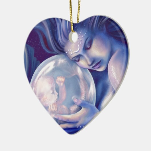 Moonborn - Zeemeermin en Baby Keramisch Ornament (Links)