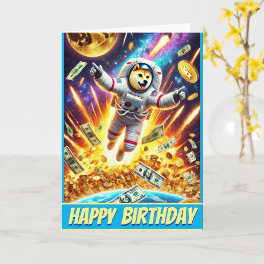 Moonbound Doge: Crypto-explosie Kaart (Gele Bloem)