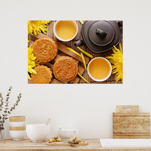 Mooncake en thee, Chinees midherfstfestival 2 Poster (Keuken)