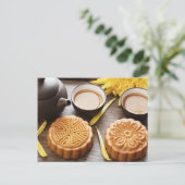 Mooncake en thee, Chinees midherfstfestival Briefkaart (Staand voorkant)