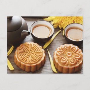 Mooncake en thee, Chinees midherfstfestival Briefkaart