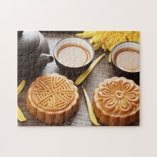 Mooncake en thee, Chinees midherfstfestival Legpuzzel (Horizontaal)