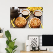 Mooncake en thee, Chinees midherfstfestival Poster (Thuiskantoor)