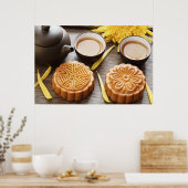 Mooncake en thee, Chinees midherfstfestival Poster (Keuken)