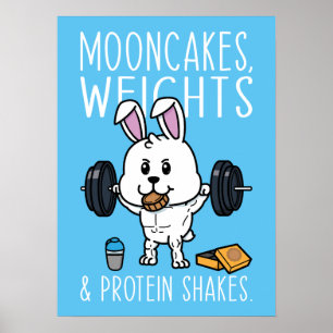 Mooncakes, gewichten en eiwitshakes, Funny Gym Poster