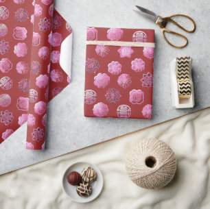 Mooncakes roze en rood cadeaupapier