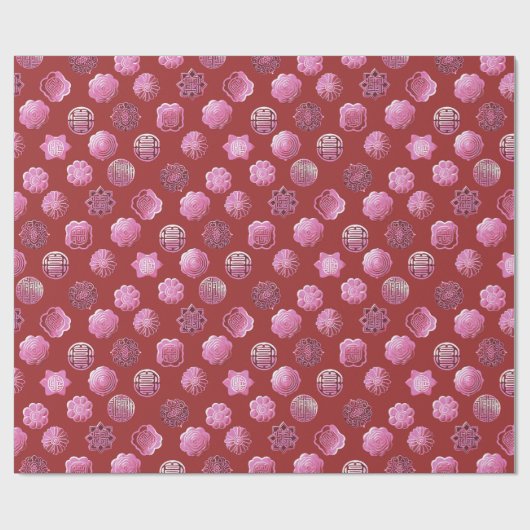 Mooncakes roze en rood cadeaupapier (Vlak)