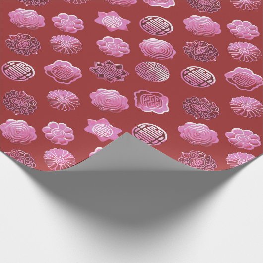 Mooncakes roze en rood cadeaupapier (Hoek)